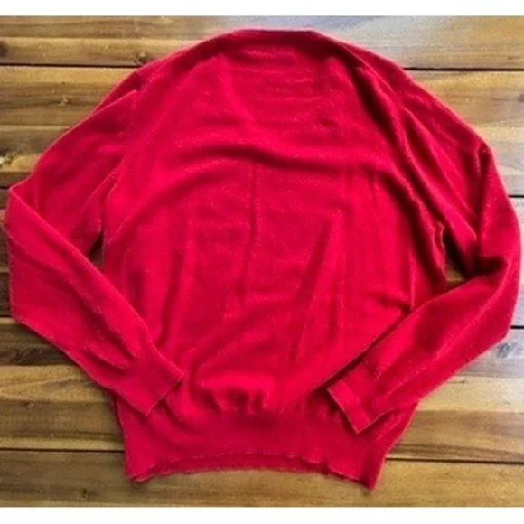 Alan Paine England 100% Cashmere V-Neck Sweater, Red, Size M /42 UK